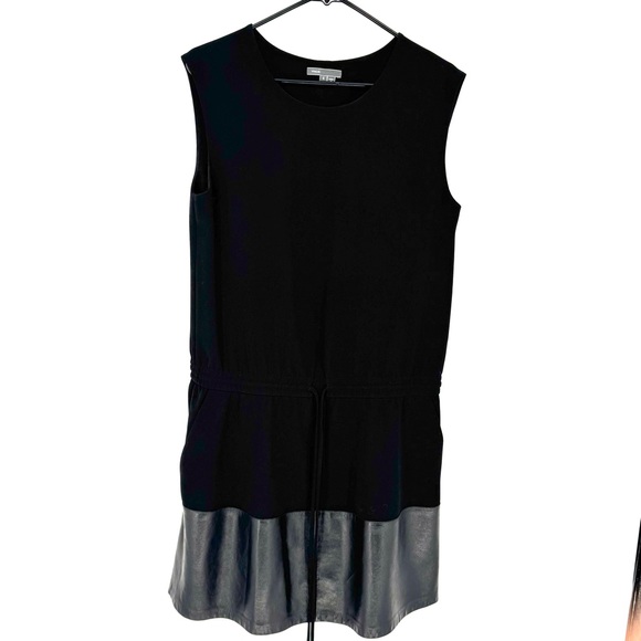 Vince Black Mini Dress with Leather Accent - Picture 2 of 7